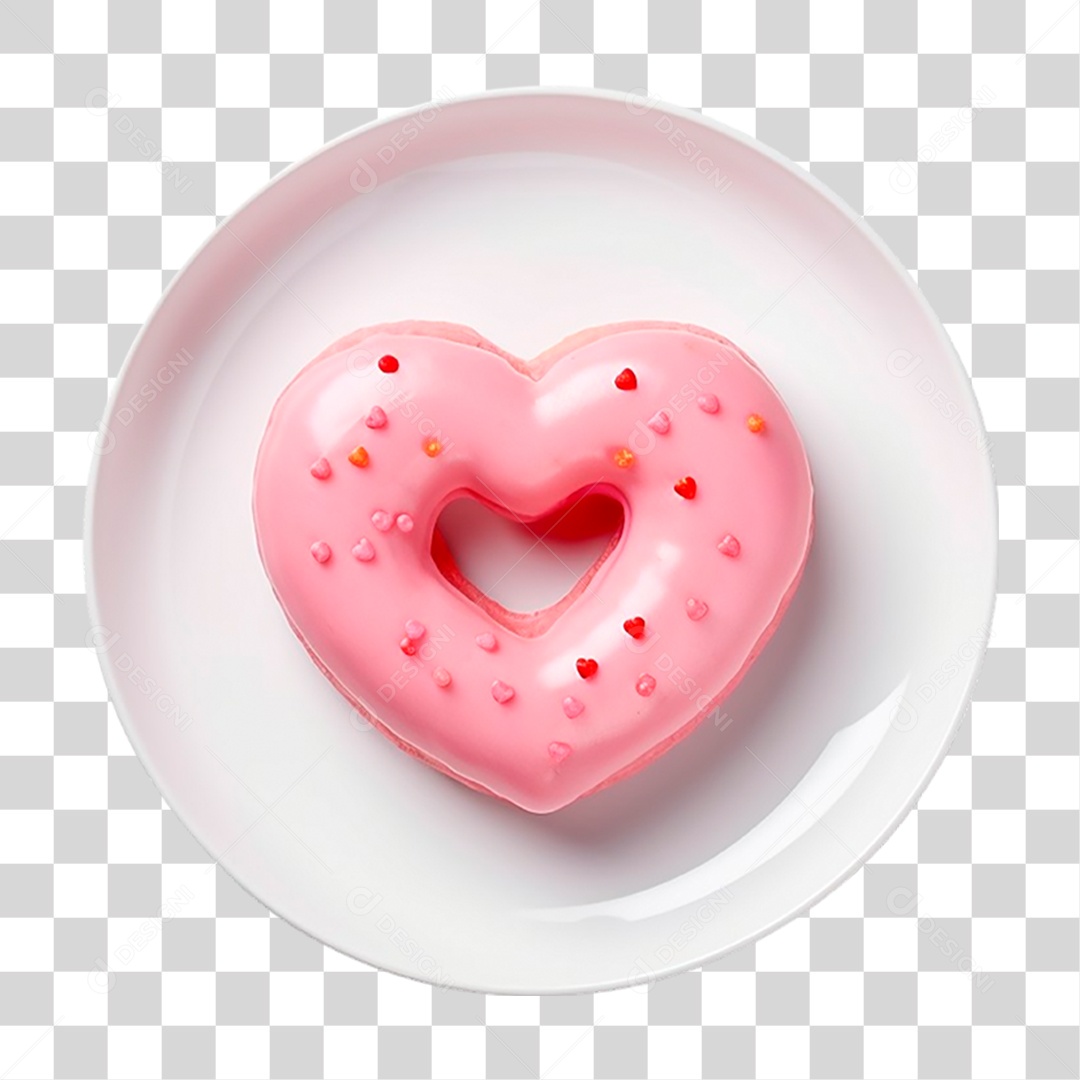Prato com Rosquinha em Forma de Coração PNG Transparente