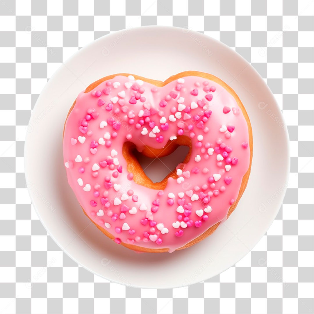 Prato com Rosquinha em Forma de Coração PNG Transparente