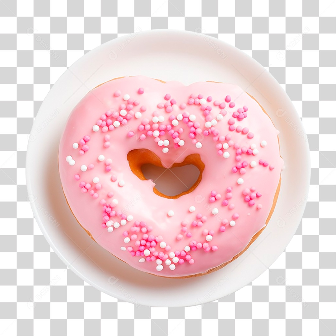 Prato com Rosquinha em Forma de Coração PNG Transparente