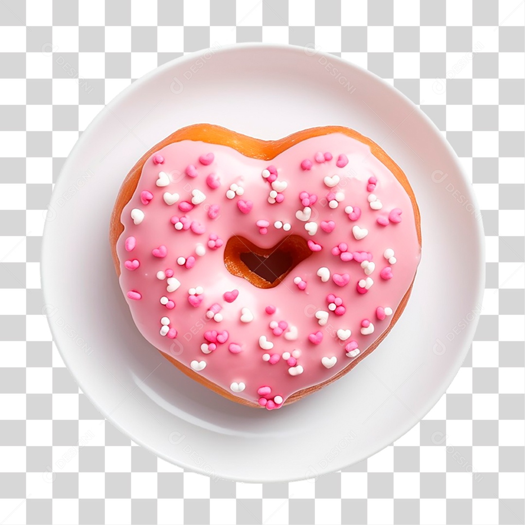 Prato com Rosquinha em Forma de Coração PNG Transparente