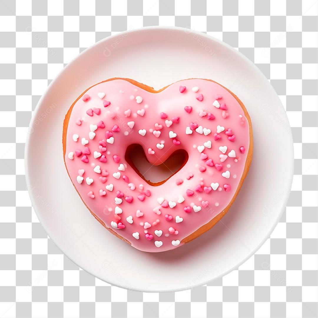 Prato com Rosquinha em Forma de Coração PNG Transparente