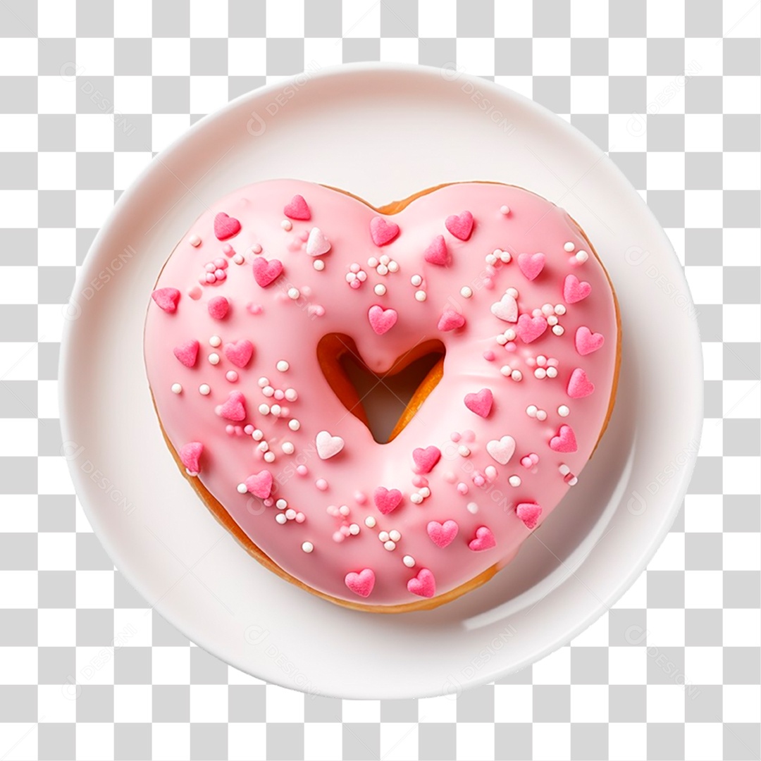 Prato com Rosquinha em Forma de Coração PNG Transparente