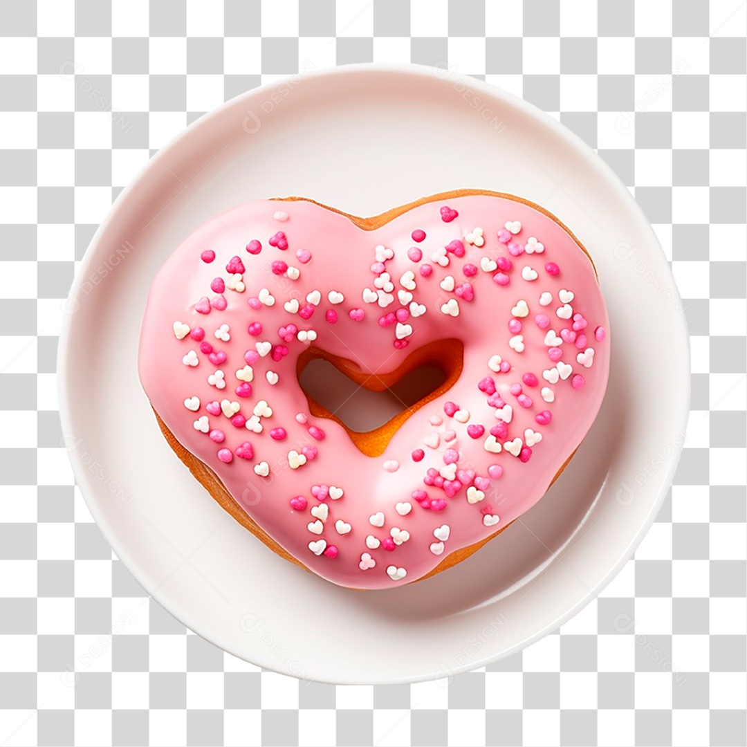 Prato com Rosquinha em Forma de Coração PNG Transparente