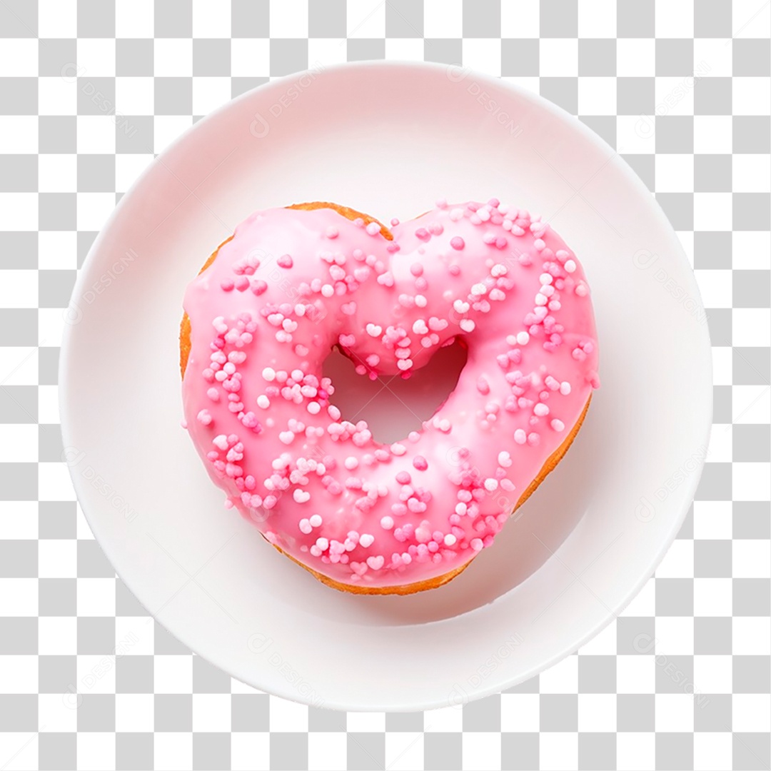 Prato com Rosquinha em Forma de Coração PNG Transparente