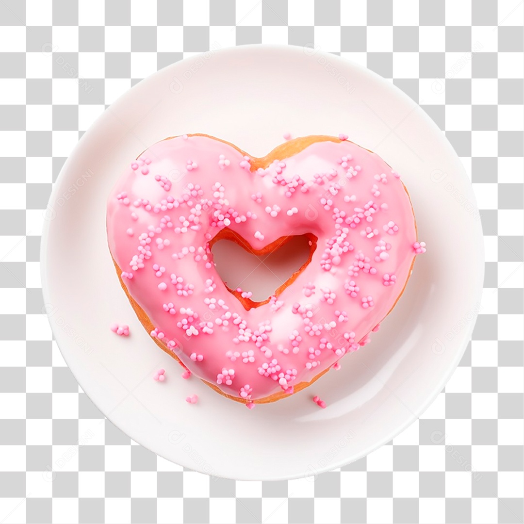 Prato com Rosquinha em Forma de Coração PNG Transparente