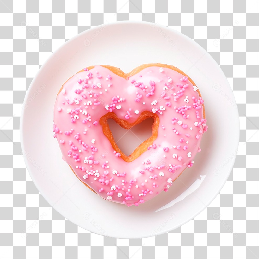 Prato com Rosquinha em Forma de Coração PNG Transparente