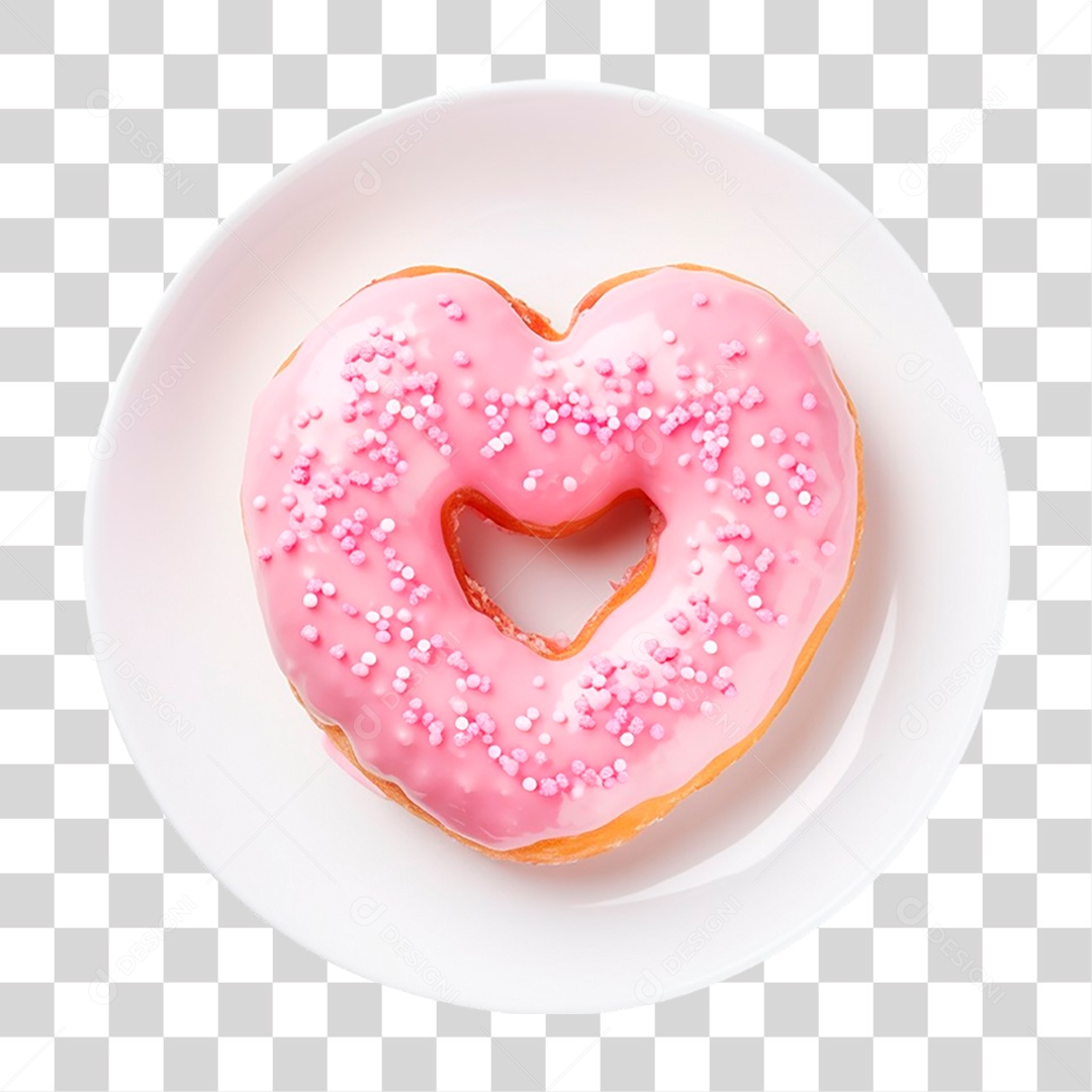 Prato com Rosquinha em Forma de Coração PNG Transparente