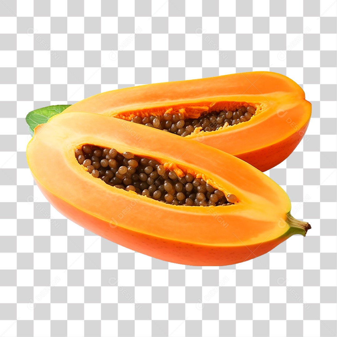 Mamões Cortado ao Meio PNG Transparente