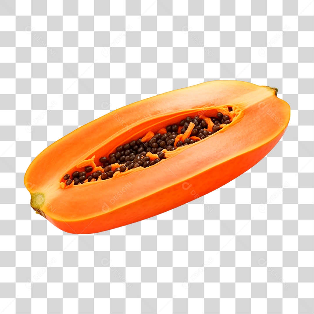 Mamão Cortado ao Meio PNG Transparente