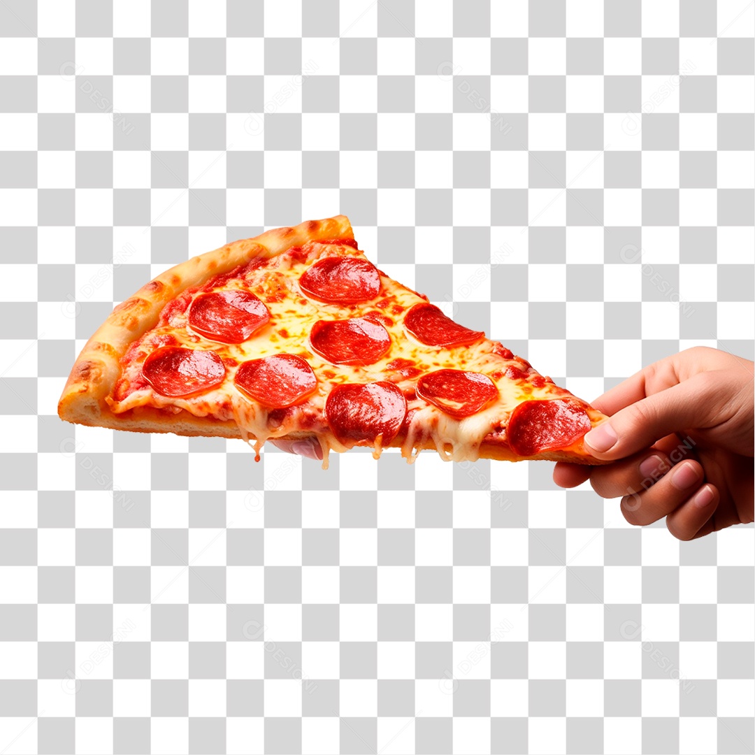 Mão Segurando Fatia de Pizza PNG Transparente