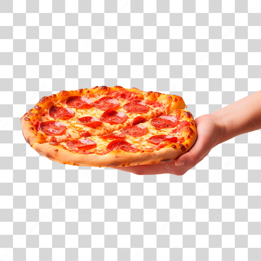 Mão Segurando Pizza PNG Transparente