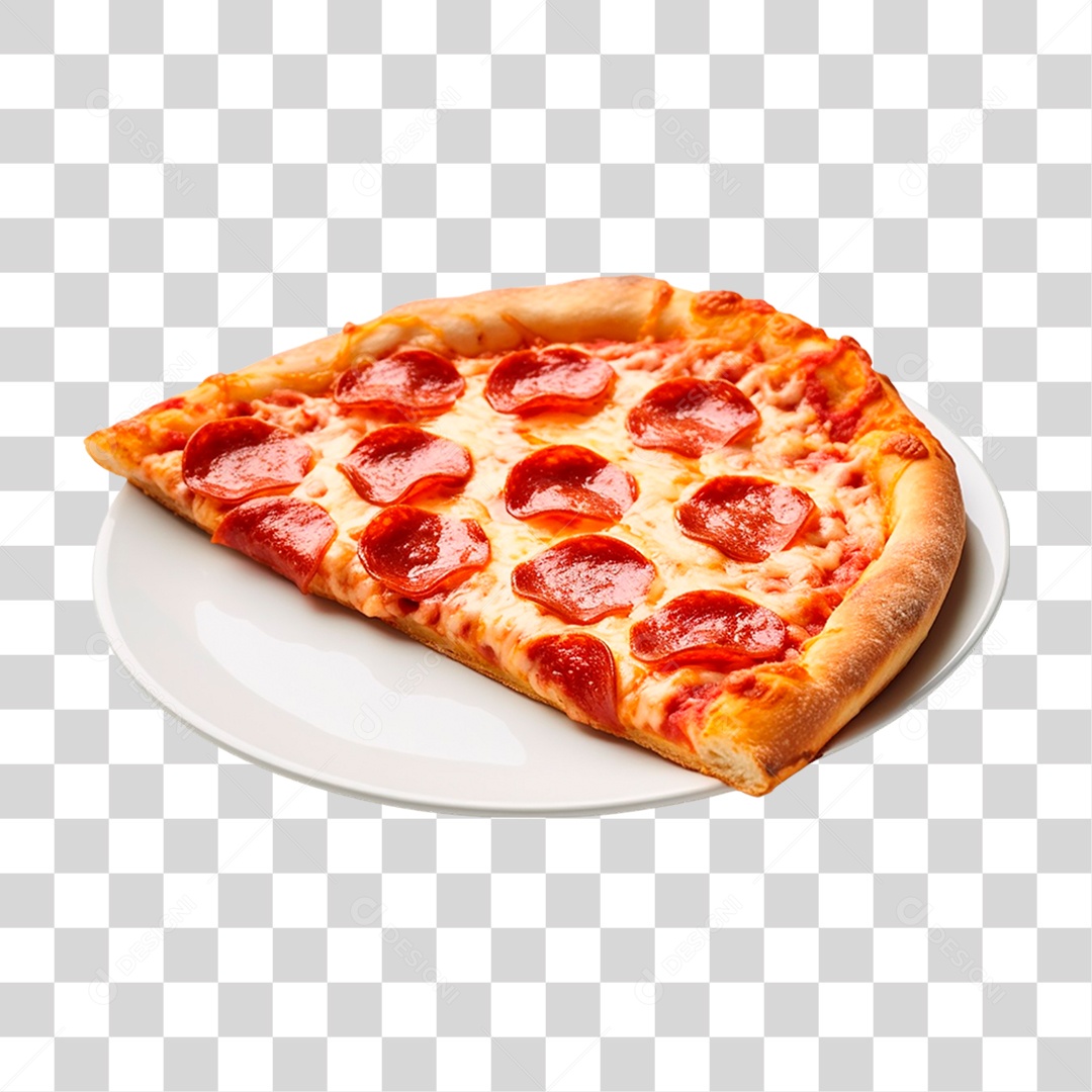 Prato com Fatia de Pizza PNG Transparente