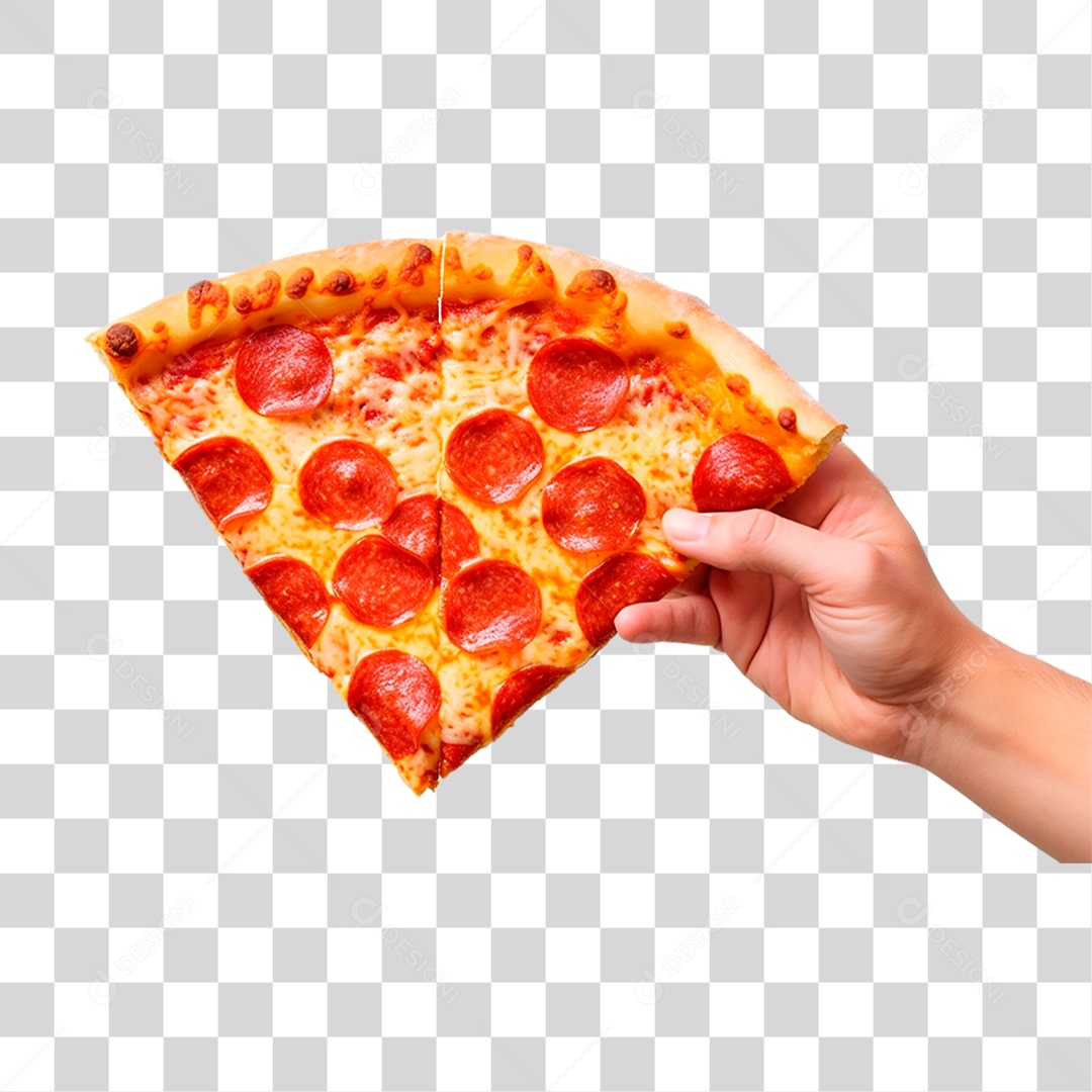 Mão Segurando Fatia de Pizza PNG Transparente
