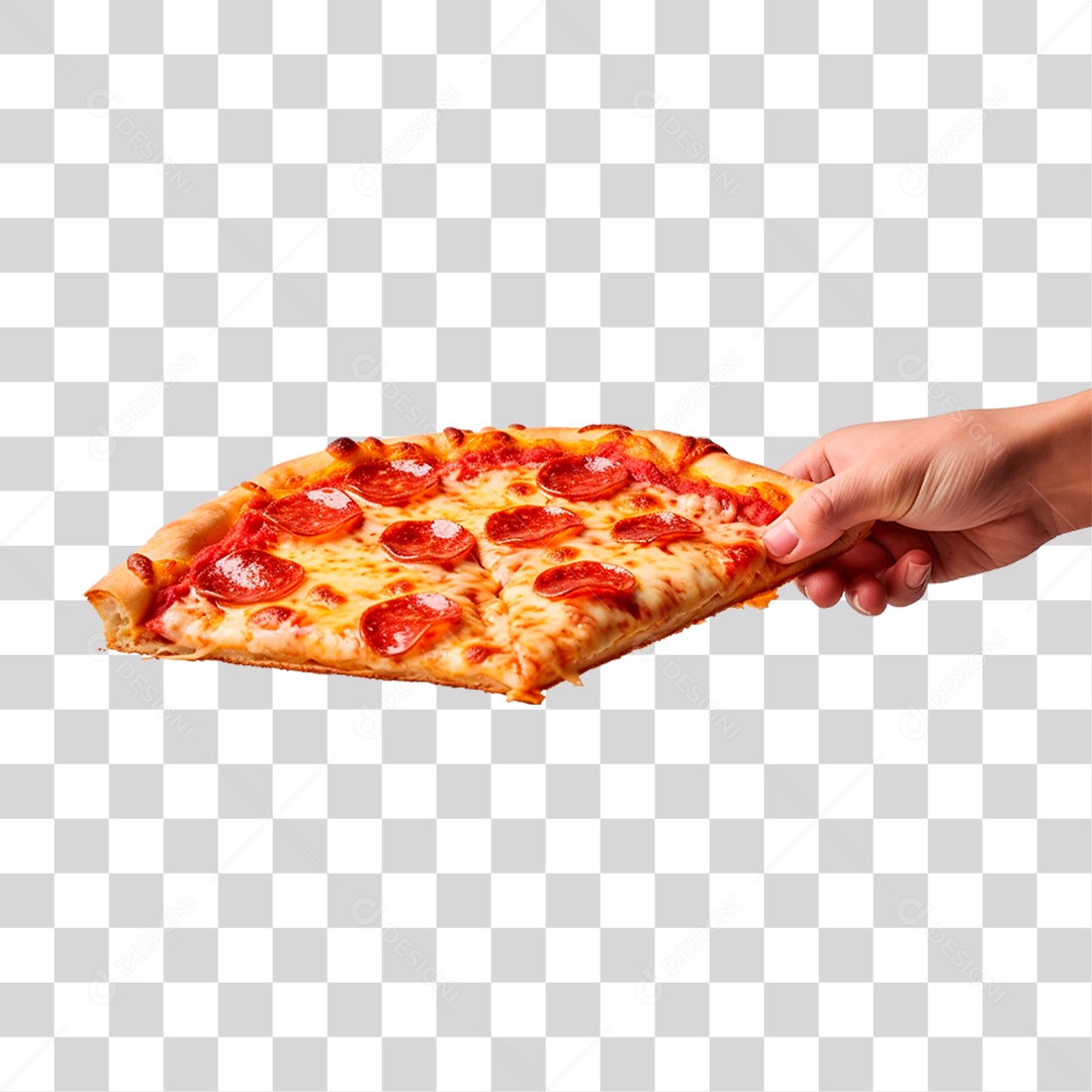 Mão Segurando Fatia de Pizza PNG Transparente