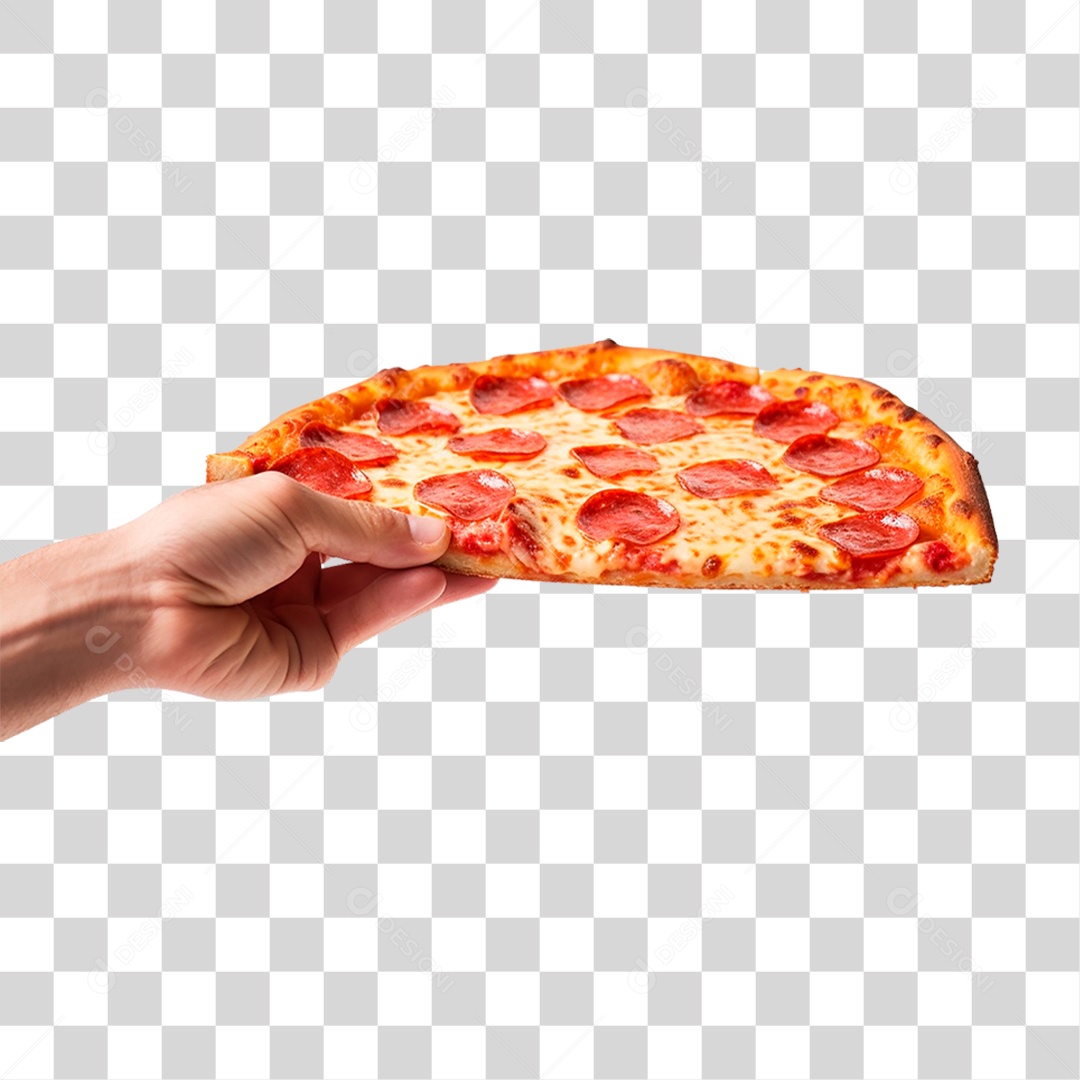Mão Segurando Fatia de Pizza PNG Transparente
