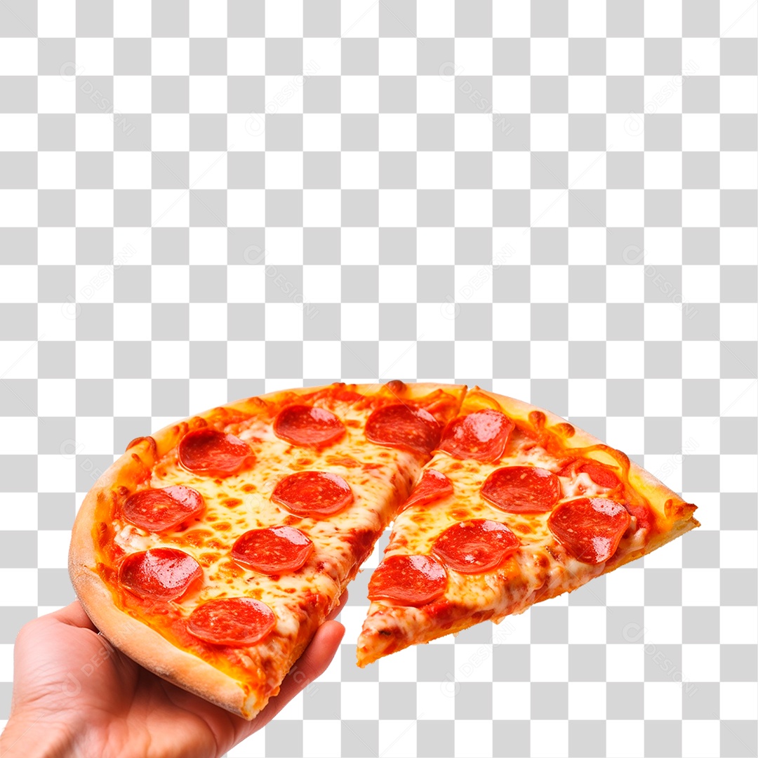 Mão Segurando Fatia de Pizza PNG Transparente