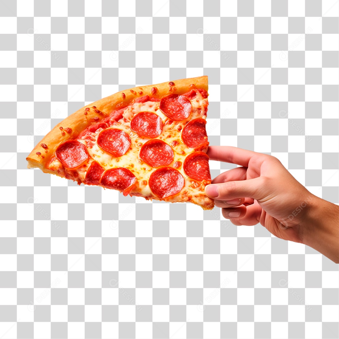 Mão Segurando Fatia de Pizza PNG Transparente