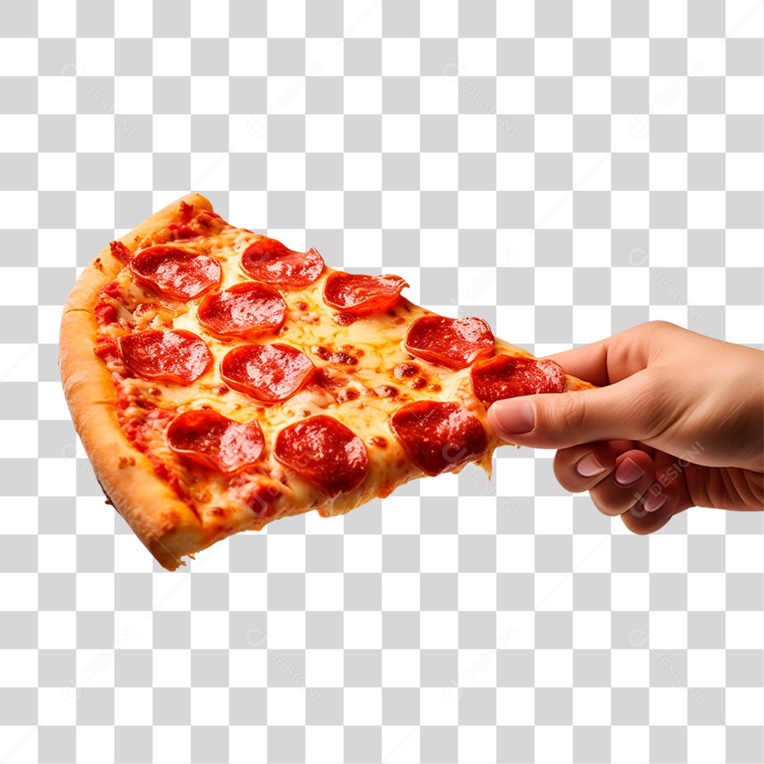 Mão Segurando Fatia de Pizza PNG Transparente