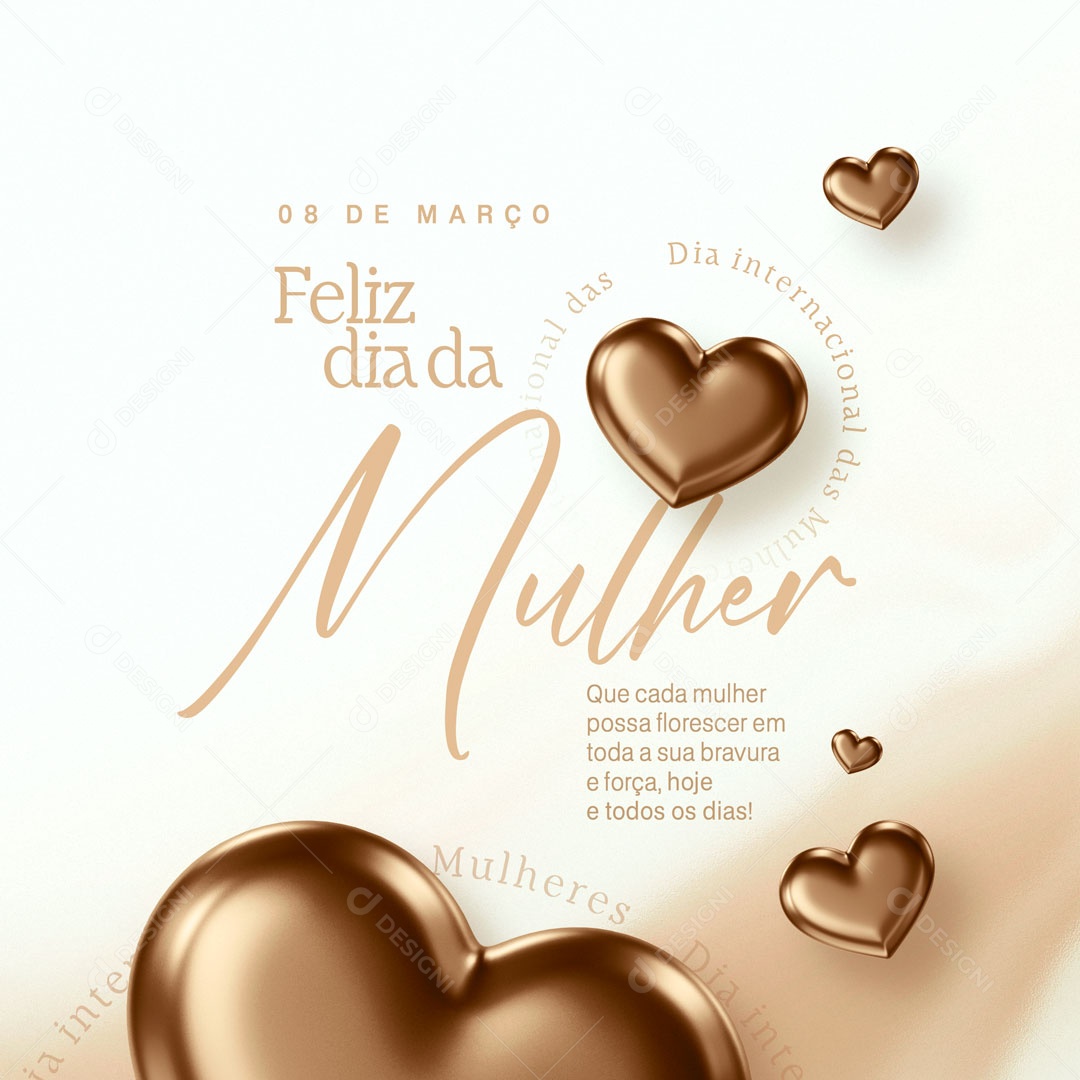 Dia Internacional das Mulheres 8 de Março Possa Florescer em toda a sua Bravura Social Media PSD Editável