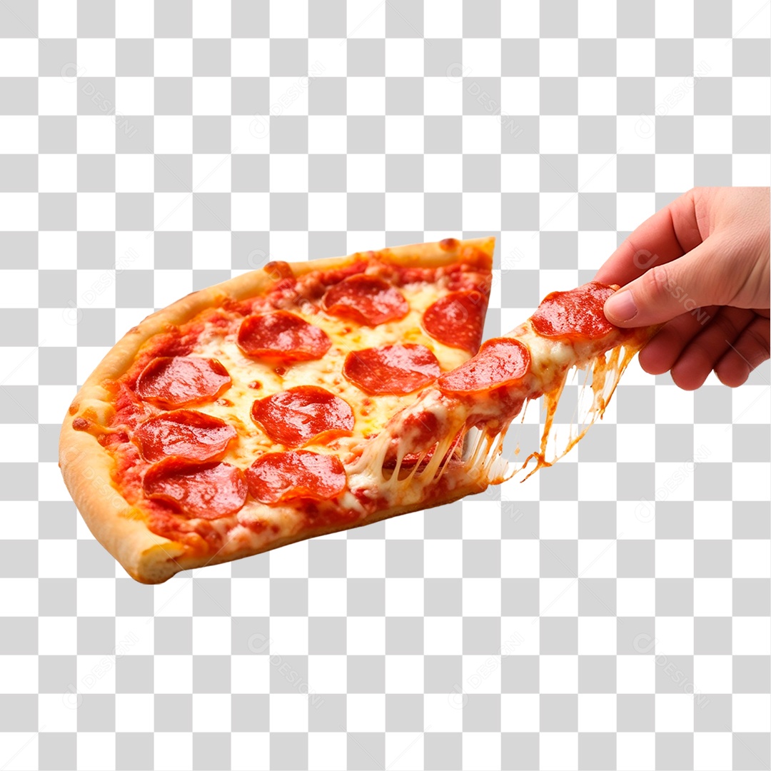 Mão Segurando Fatia de Pizza PNG Transparente