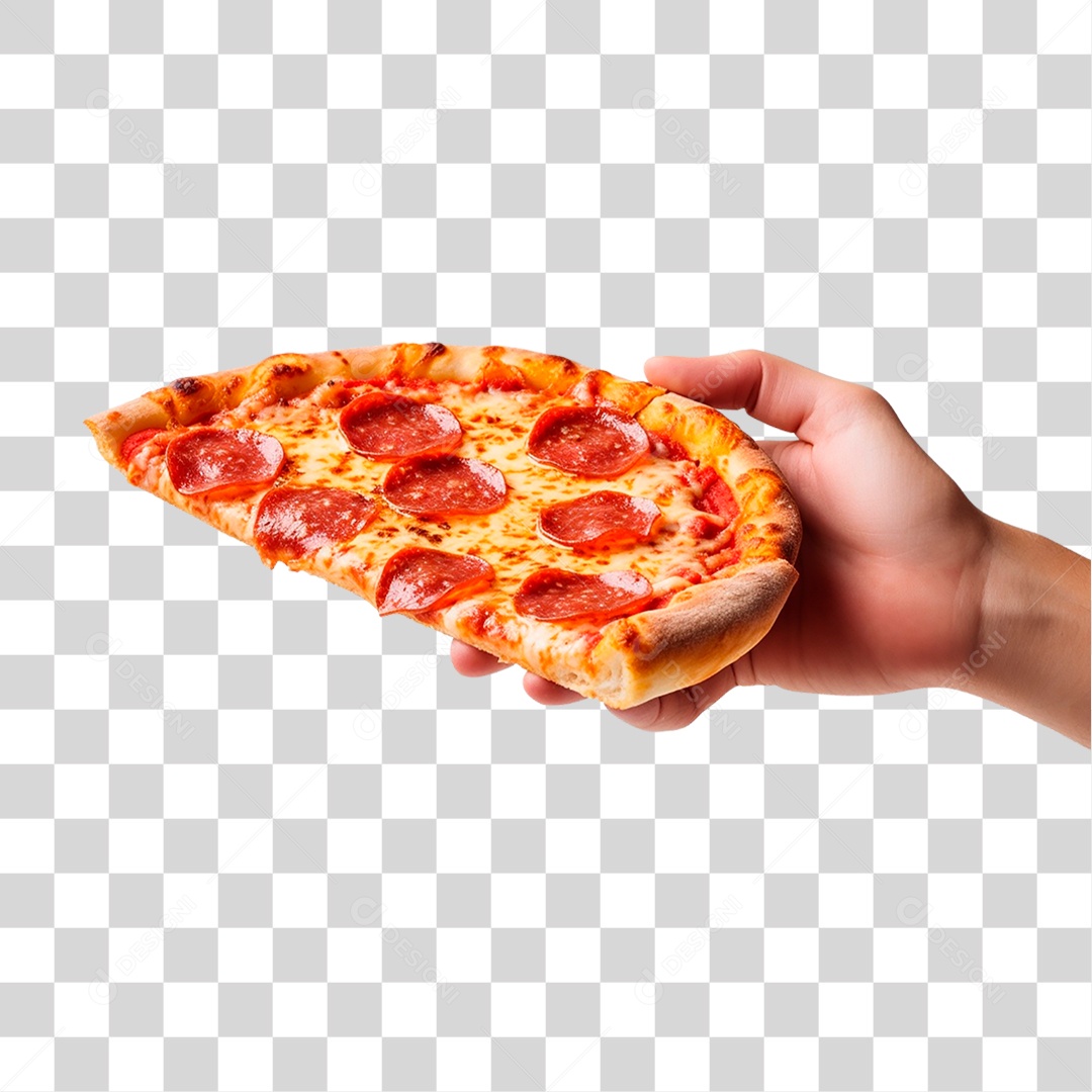 Mão Segurando Fatia de Pizza PNG Transparente