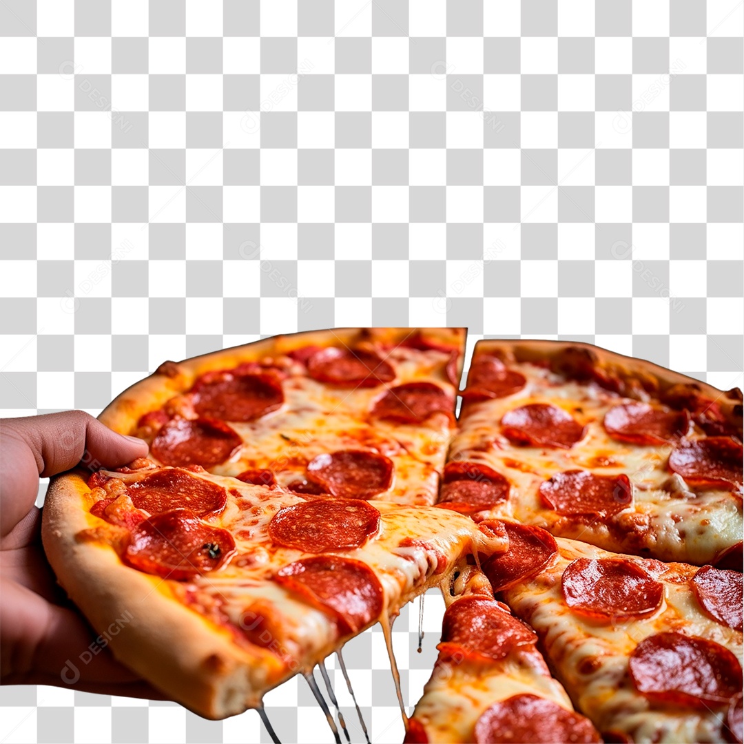 Mão Segurando Fatia de Pizza PNG Transparente