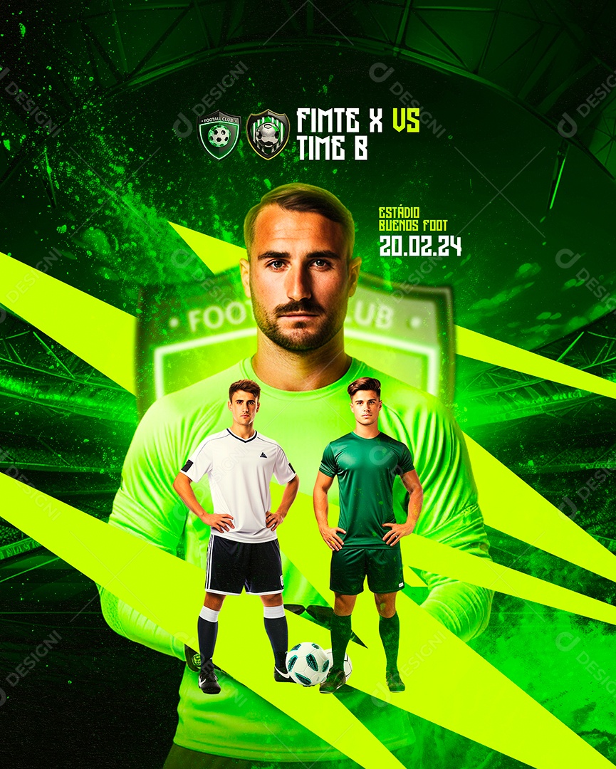 Campeonato Time E x VS Time B Estádio Buenos Foot Social Media PSD Editável