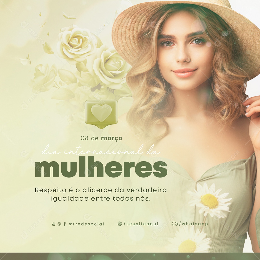 Dia Internacional das Mulheres 08 De Março Respeito é o alicerce Social Media PSD Editável