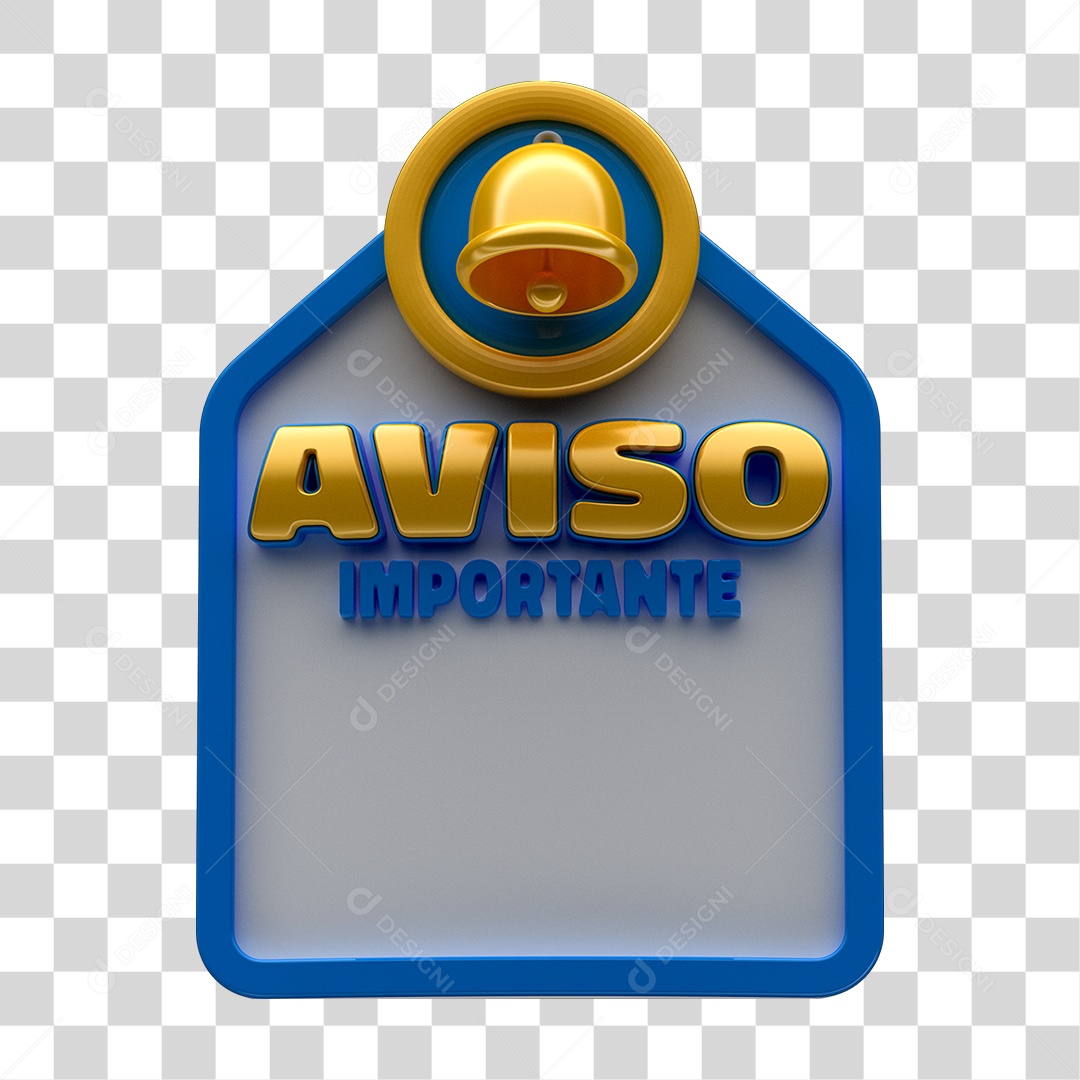 Selo 3D Aviso Importante PNG Transparente