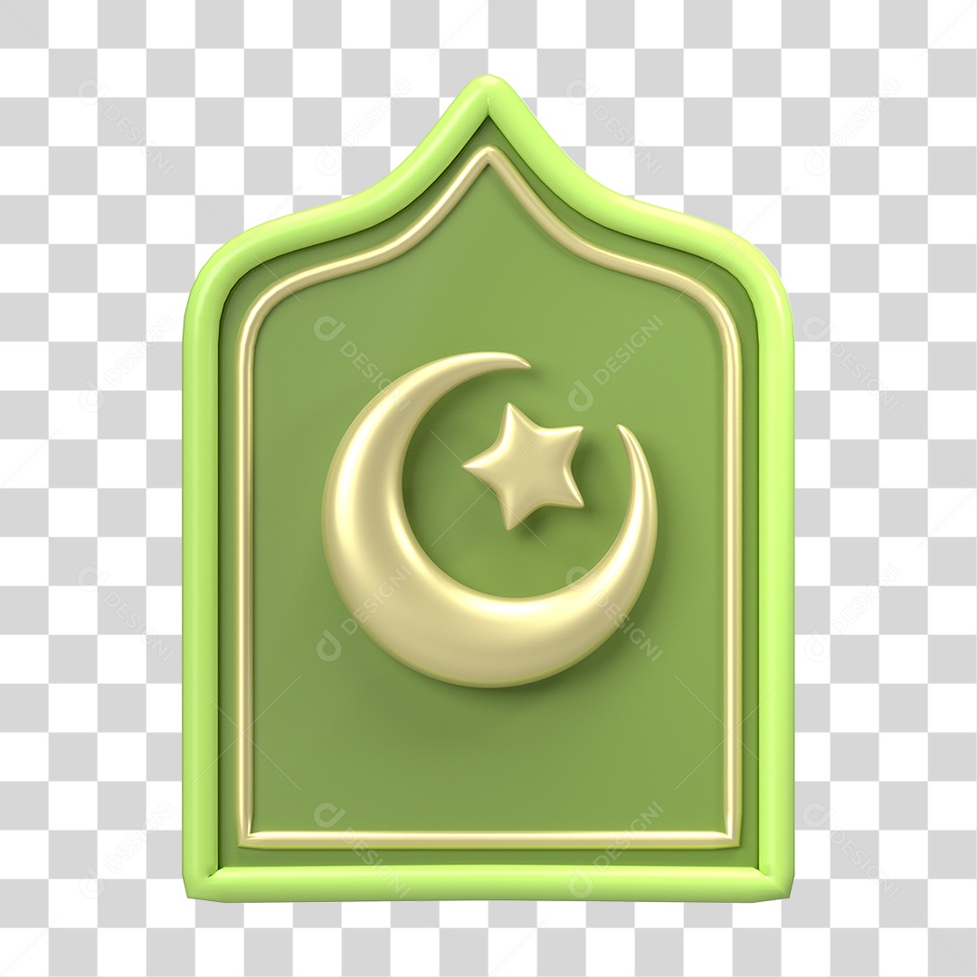 Ícone 3D Ilustração Islâmico do Ramadã PNG Transparente
