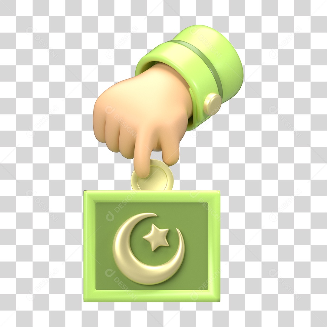 Ícone 3D Ilustração Islâmico do Ramadã PNG Transparente