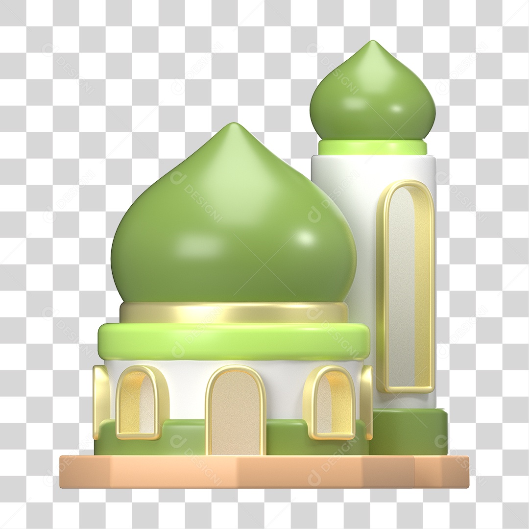 Ícone 3D Ilustração Islâmico do Ramadã PNG Transparente