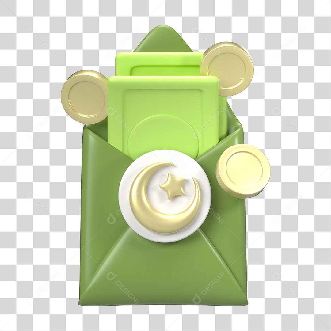 Ícone 3D Ilustração Islâmico do Ramadã PNG Transparente