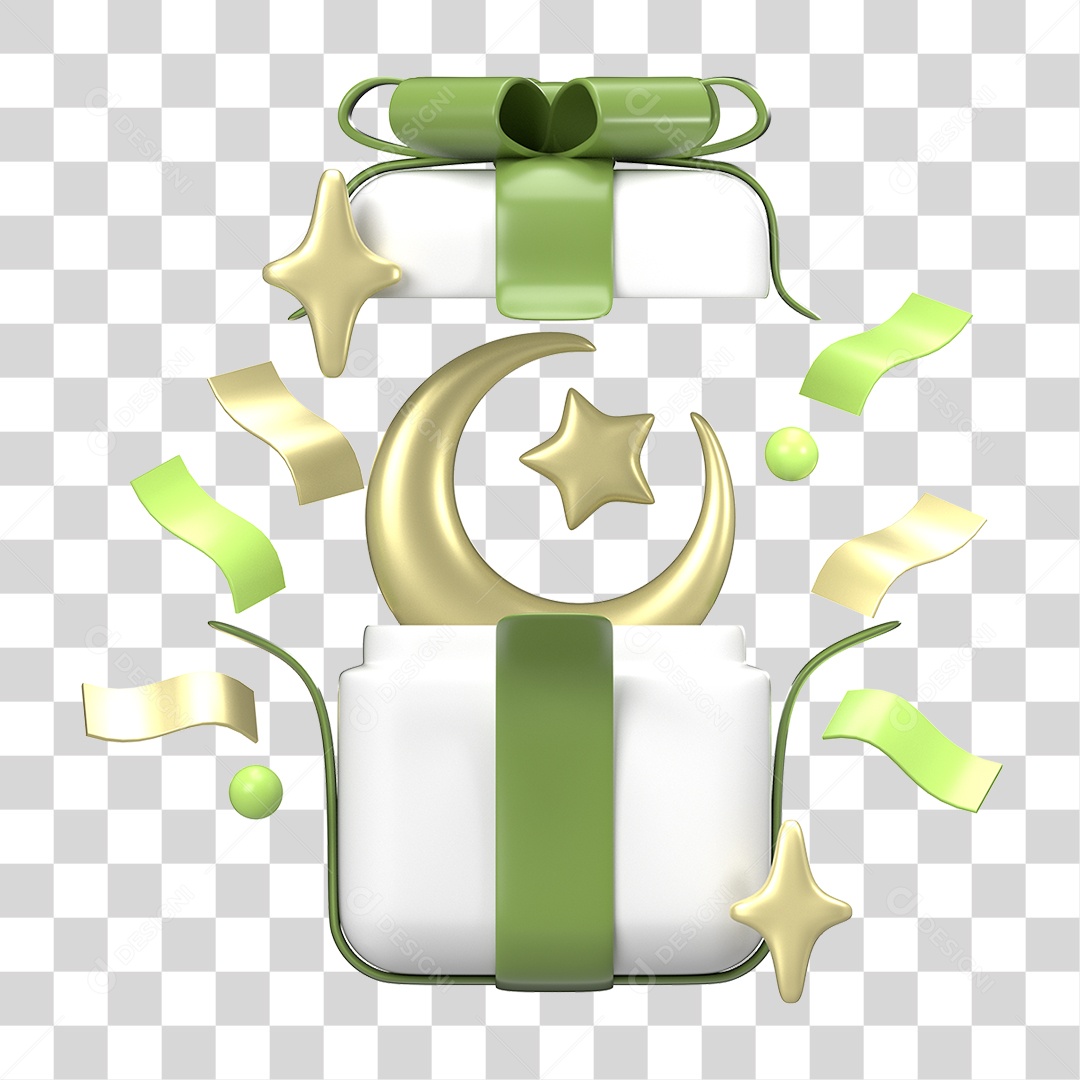 Ícone 3D Ilustração Islâmico do Ramadã PNG Transparente