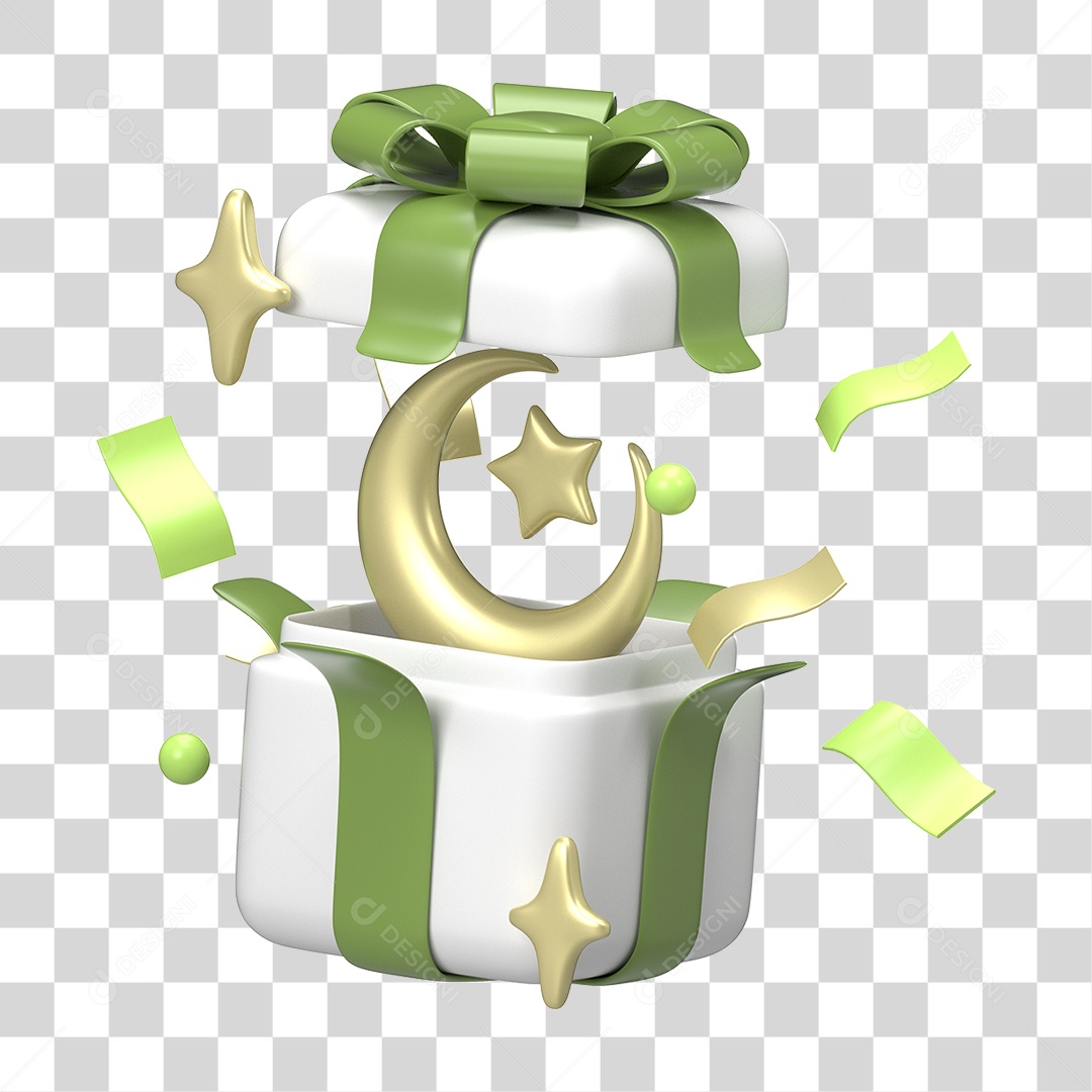 Ícone 3D Ilustração Islâmico do Ramadã PNG Transparente