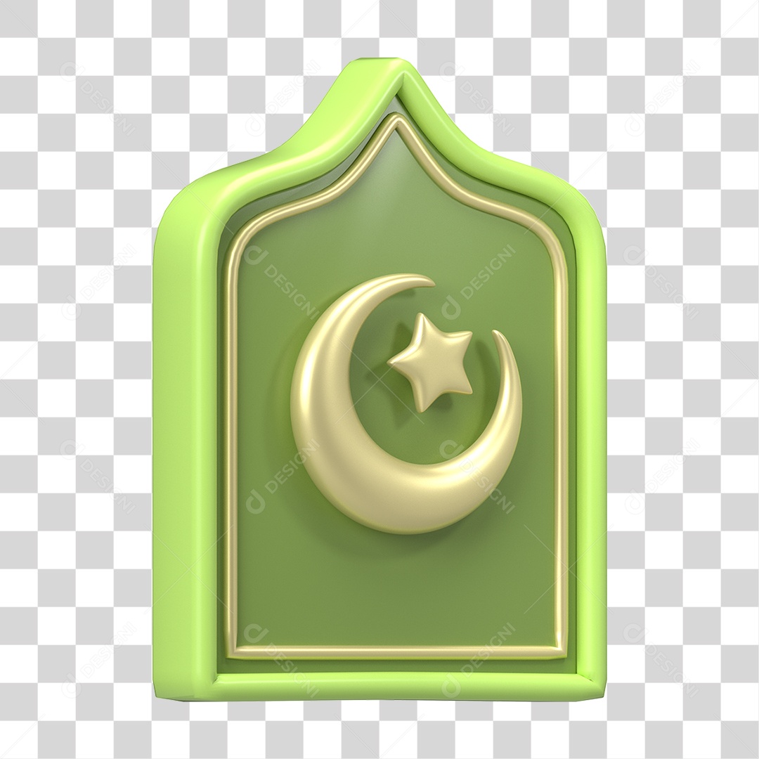 Ícone 3D Ilustração Islâmico do Ramadã PNG Transparente