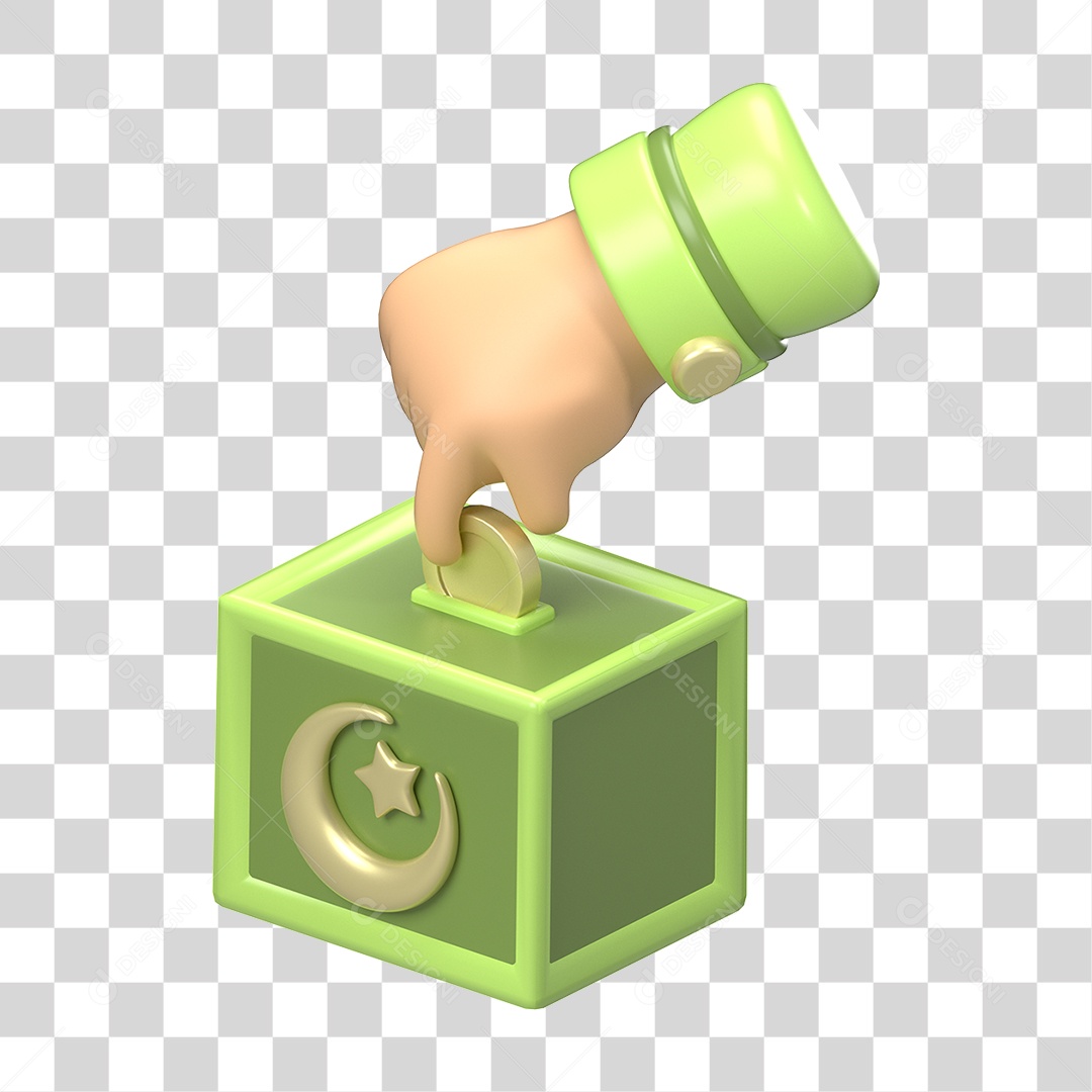 Ícone 3D Ilustração Islâmico do Ramadã PNG Transparente