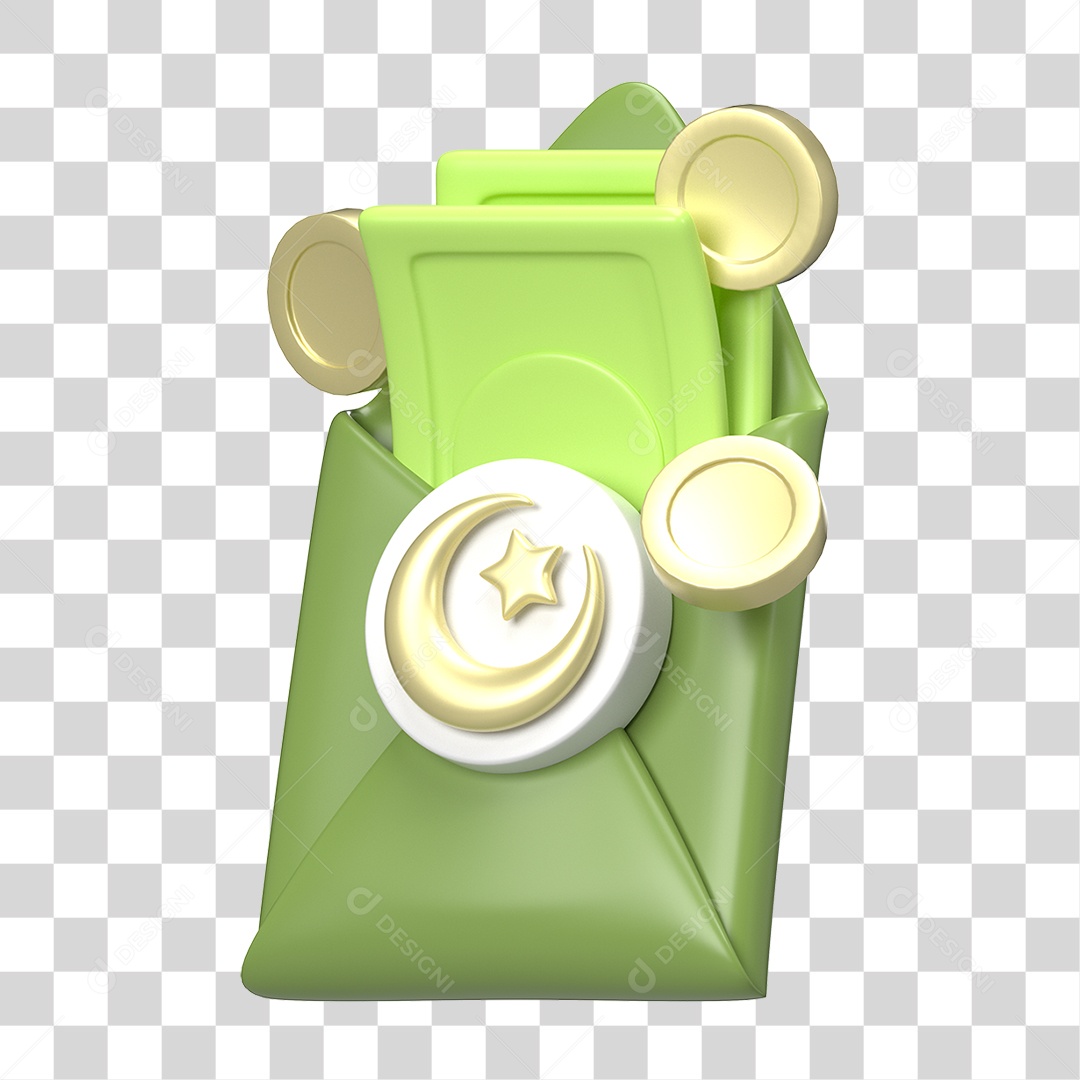 Ícone 3D Ilustração Islâmico do Ramadã PNG Transparente