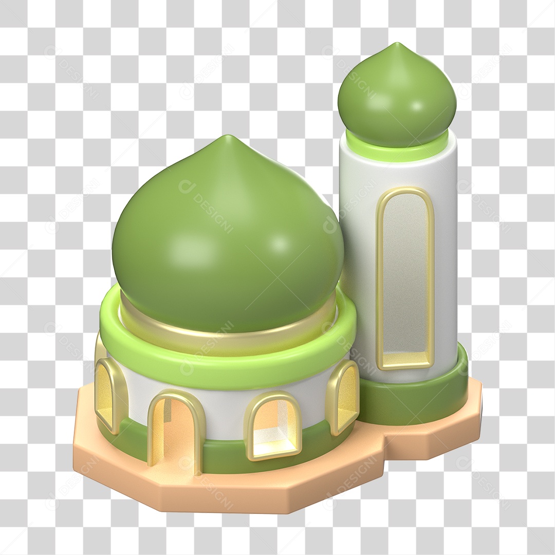 Ícone 3D Ilustração Islâmico do Ramadã PNG Transparente