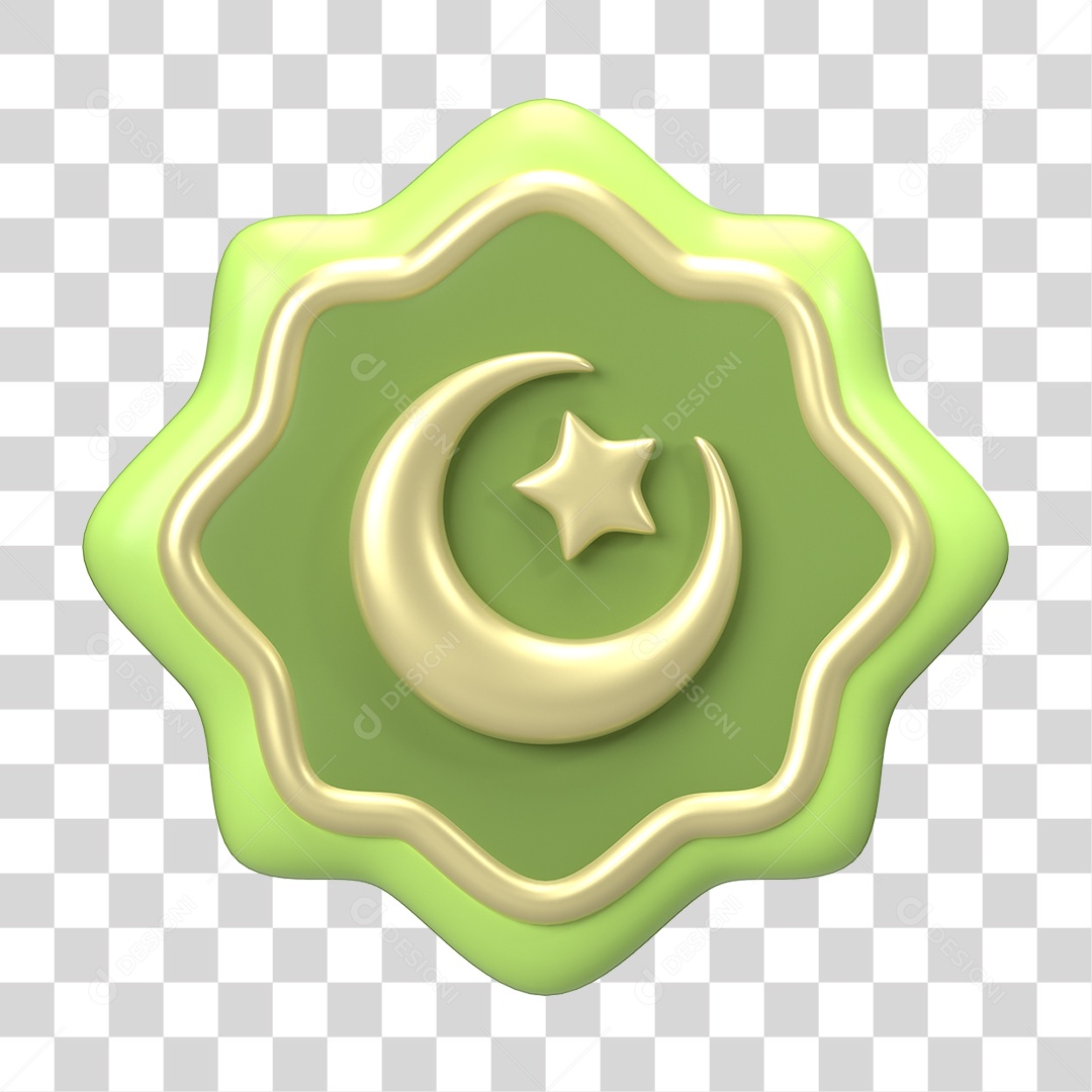 Ícone 3D Ilustração Islâmico do Ramadã PNG Transparente