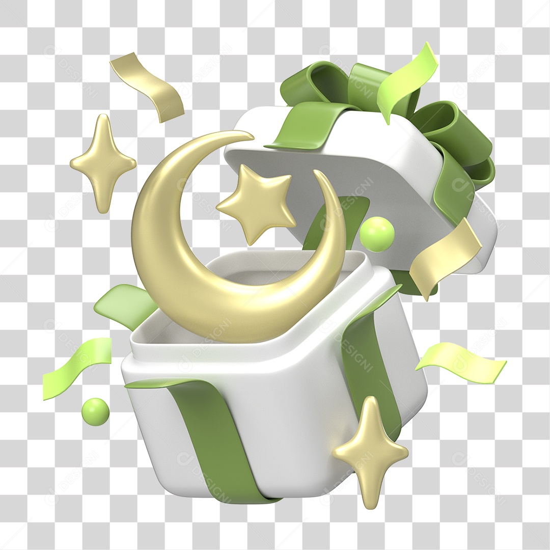 Ícone 3D Ilustração Islâmico do Ramadã PNG Transparente