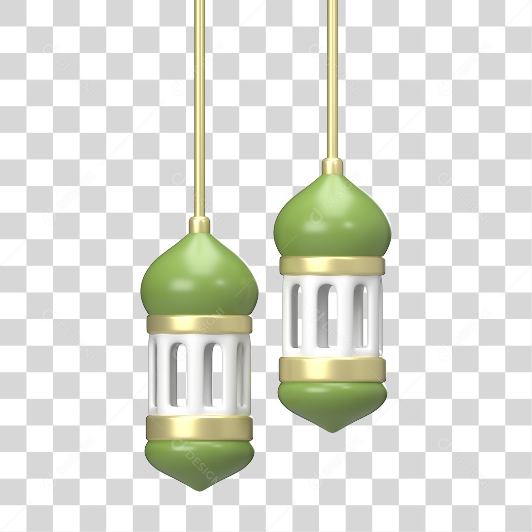 Ícone 3D Ilustração Islâmico do Ramadã PNG Transparente