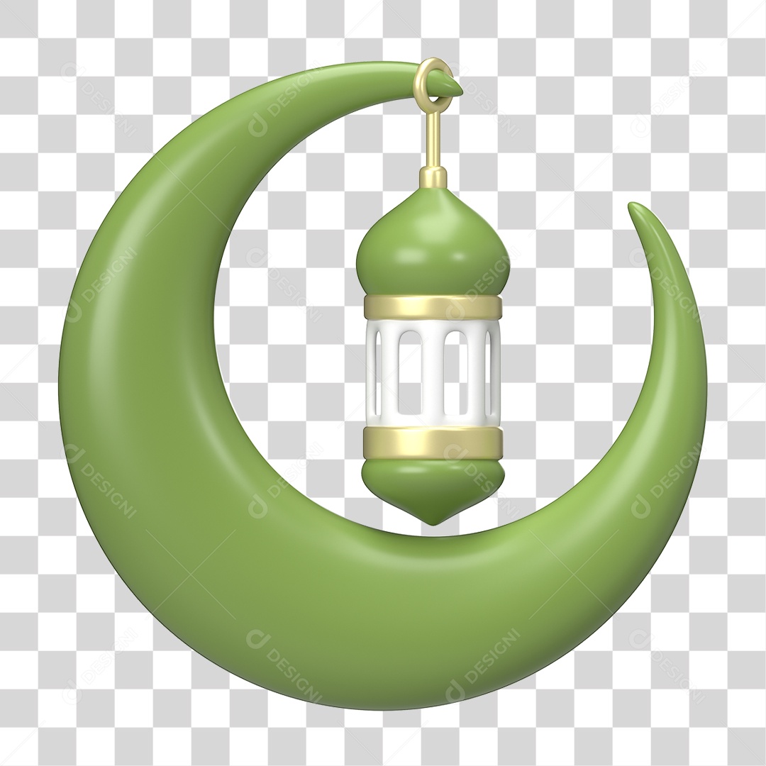 Ícone 3D Ilustração Islâmico do Ramadã PNG Transparente