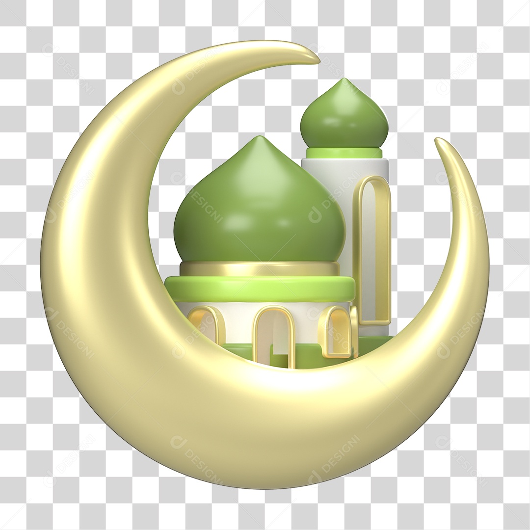 Ícone 3D Ilustração Islâmico do Ramadã PNG Transparente