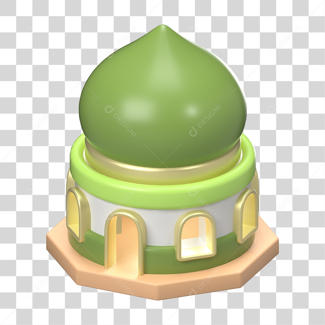 Ícone 3D Ilustração Islâmico do Ramadã PNG Transparente