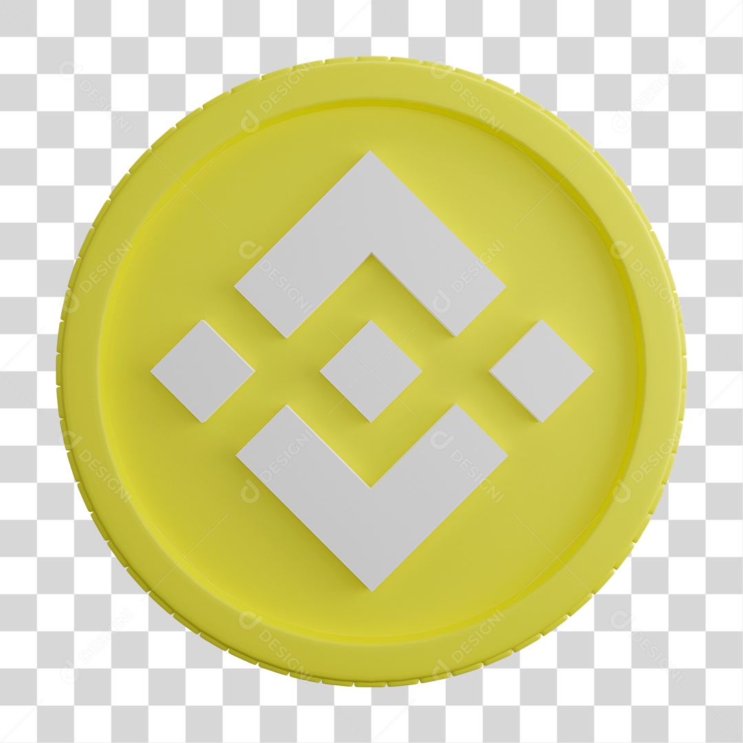 Elemento 3D Moeda Binance PNG Transparente