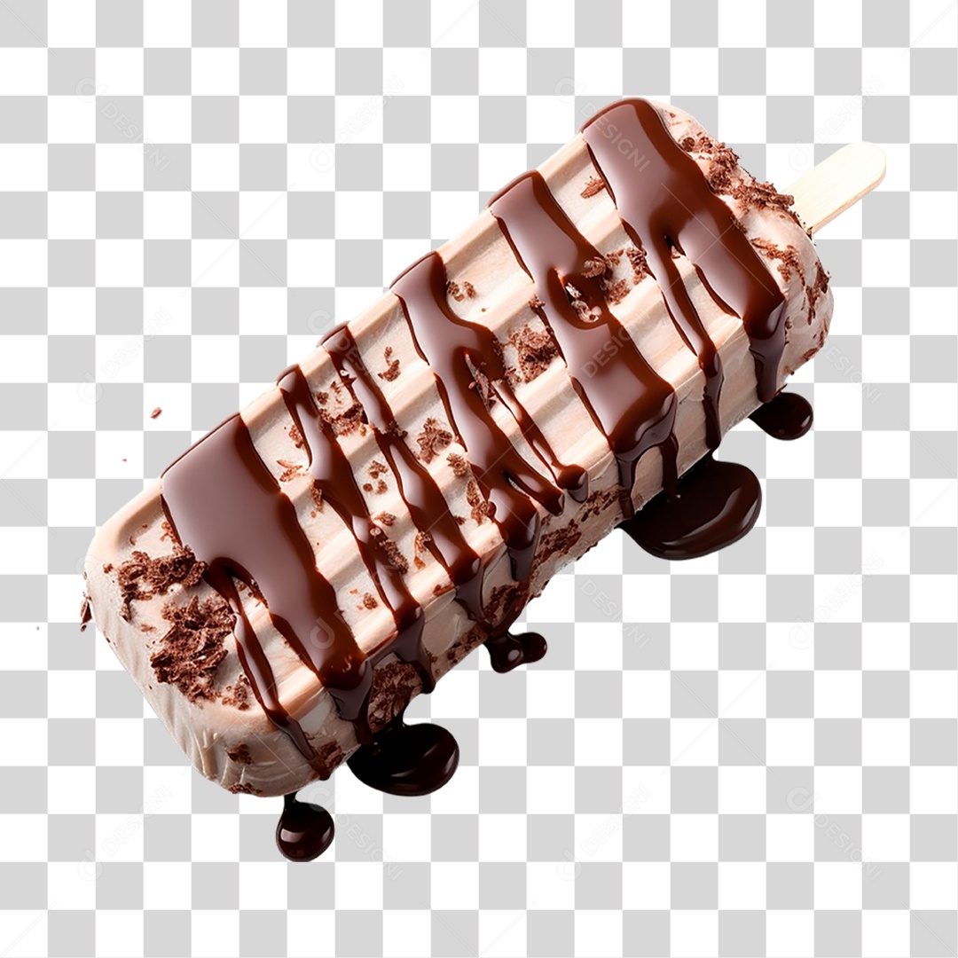 Picolé com Cobertura de Chocolate PNG Transparente
