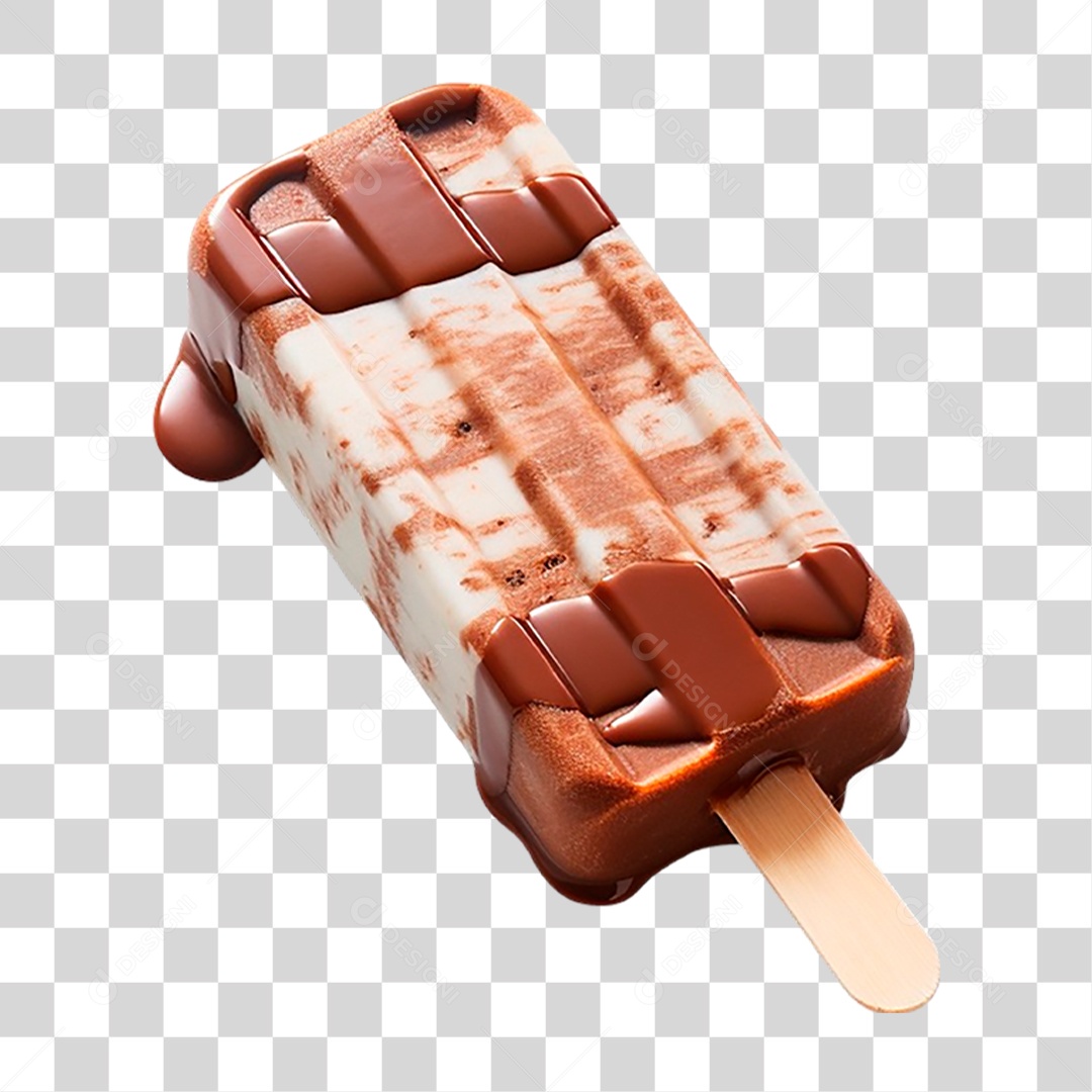 Picolé com Cobertura de Chocolate PNG Transparente