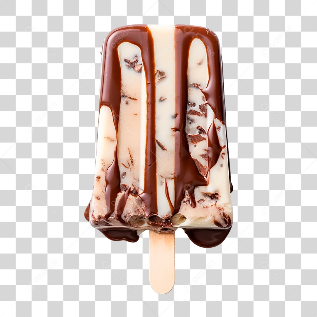 Picolé com Cobertura de Chocolate PNG Transparente