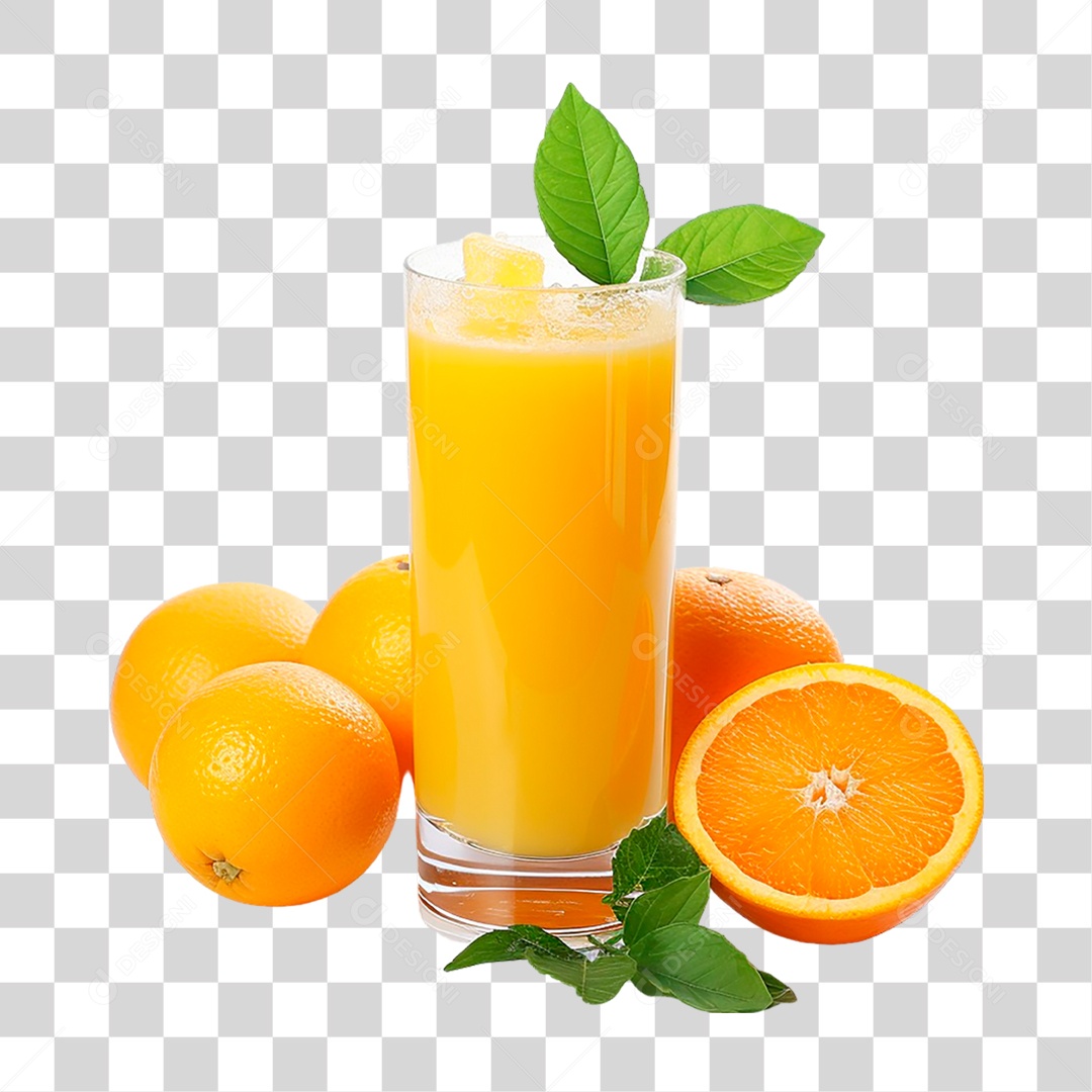 Copo com Suco de Laranja PNG Transparente